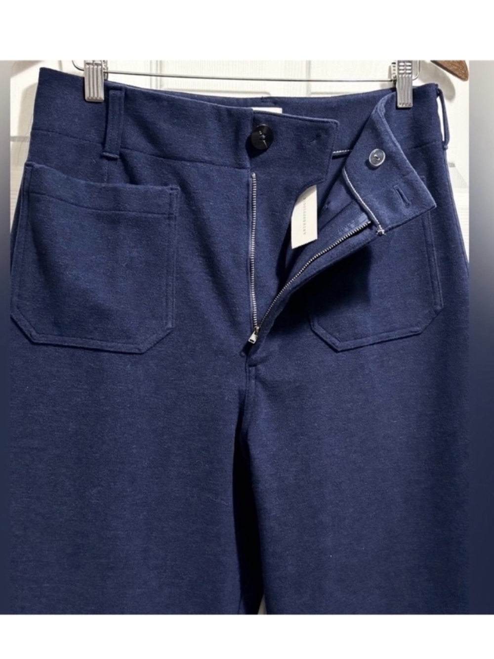 NWT Anthropologie MAEVE The Colette Pant Brushed Knit Wide Leg Blue Crop Sz 31 T - Picture 10 of 16